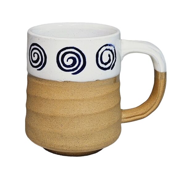 Vtg Japan Hand Turned Stoneware Vortex Coffee Mug 12oz Tea Cup Textured Infinity - Picture 8 of 14